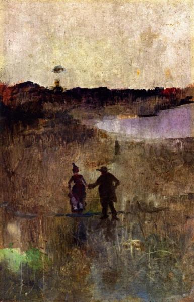 Landscape With Two Small Figures Richmond, New South Wales by Charles Conder
