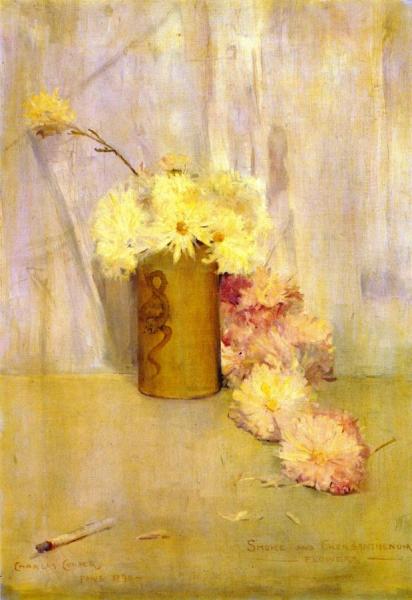 Smoke And Chrysanthemum Flowers by Charles Conder Oil Painting Reproductions