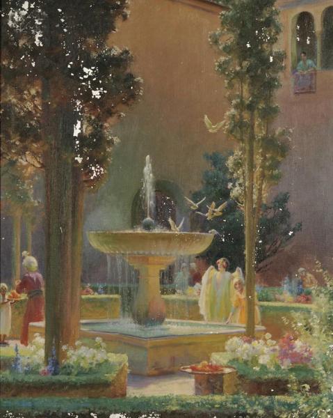 A Moorish Garden, Alhambra by Charles Courtney Curran Oil Painting Reproductions