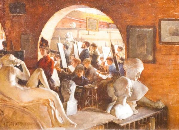An Alcove In The Art Students League by Charles Courtney Curran Oil Painting Reproductions