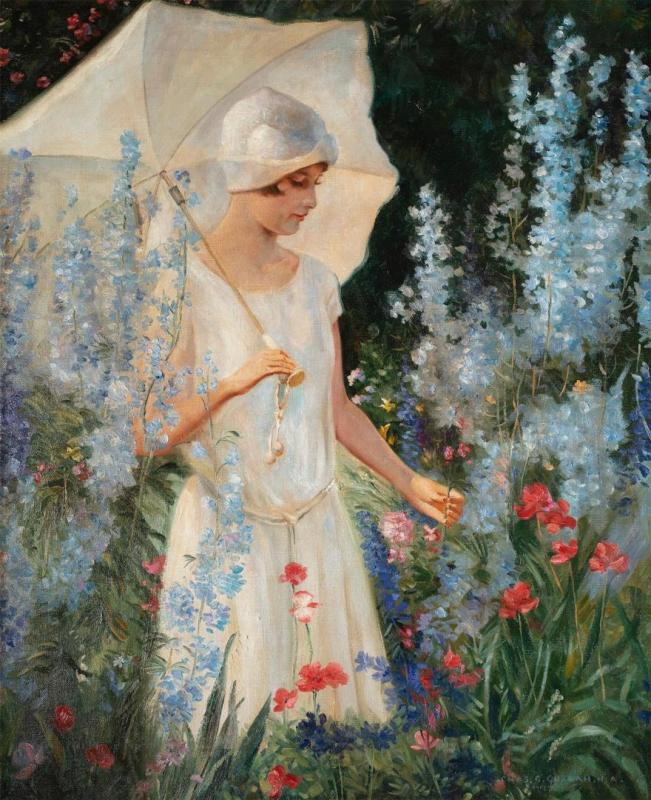 Blue Delphiniums by Charles Courtney Curran