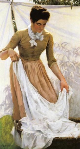 Hanging Out Linen by Charles Courtney Curran