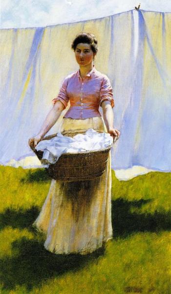 Hanging Out The Clothes by Charles Courtney Curran