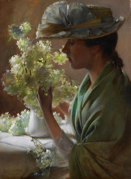 Lady With A Bouquet by Charles Courtney Curran