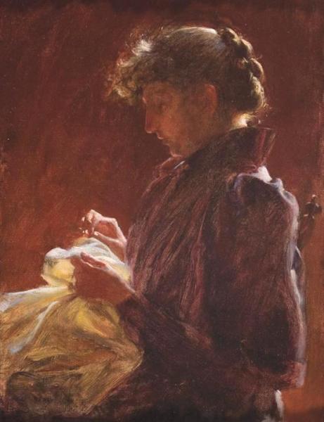 Woman Sewing by Charles Courtney Curran