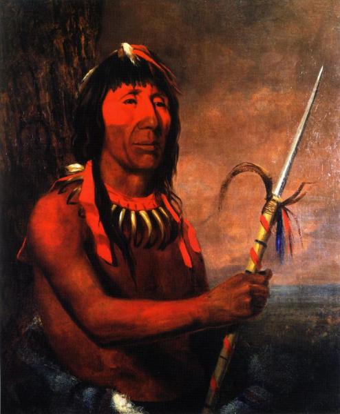 Winnebago With Bear-claw Necklace And Spear by Charles Deas Oil Painting Reproductions