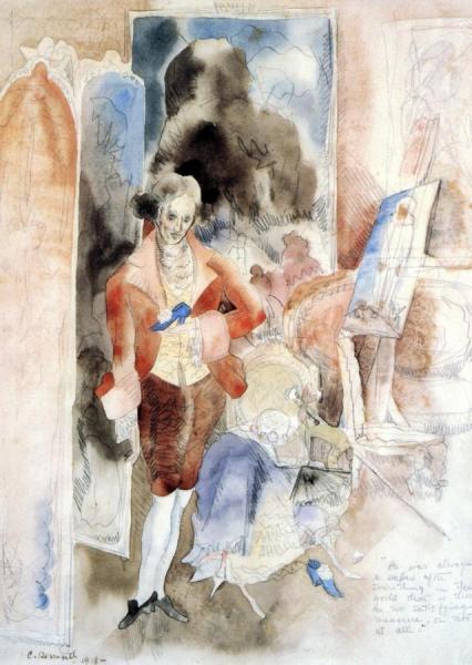 A Prince Of Court Painters (after Watteau), Illustration For Imaginary Portraits by Charles Demuth
