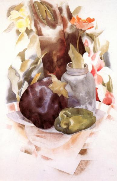 Eggplant And Green Pepper by Charles Demuth