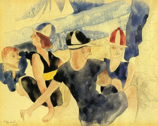 Figures On Beach - Gloucester by Charles Demuth