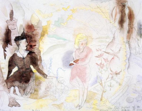 Flora And The Governess, Illustration No. 3 For The Turn Of The Screw by Charles Demuth