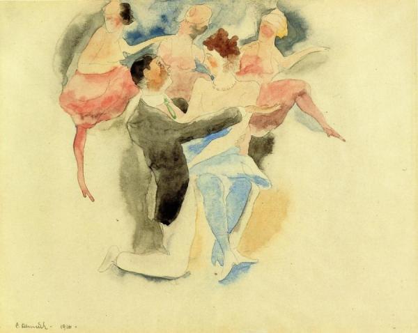 In Vaudeville: Man And Woman With Chorus by Charles Demuth