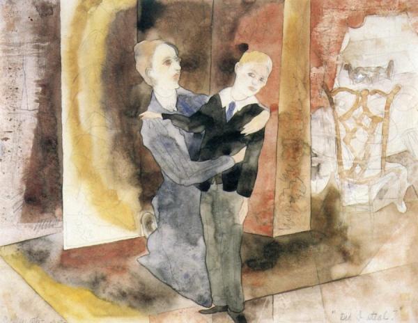 Miles And The Governess, Illustration No. 5 For The Turn Of The Screw by Charles Demuth