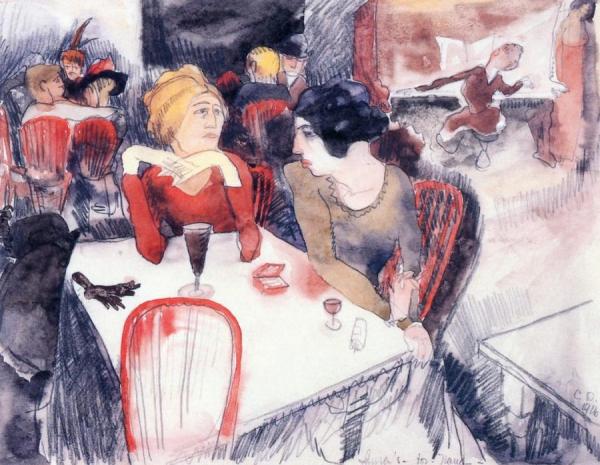 Charles Demuth Nana, Seated Left, And Satin At Laure's Restaurant