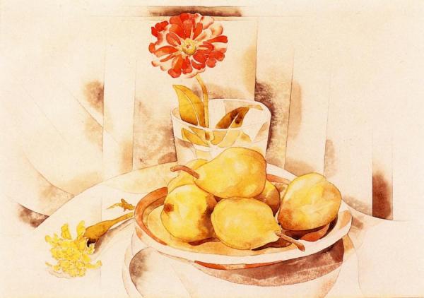 Pears And Plate by Charles Demuth