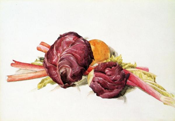 Red Cabbages, Rhubarb And Orange by Charles Demuth