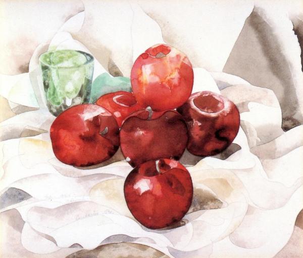 Still Life: Apples And Green Glass by Charles Demuth