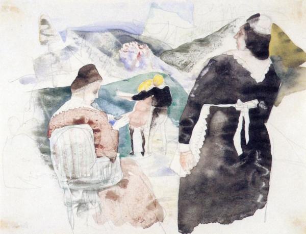 Charles Demuth The Governess, Mrs. Grose, And The Children, Illustration No. 4 For The Turn Of The Screw