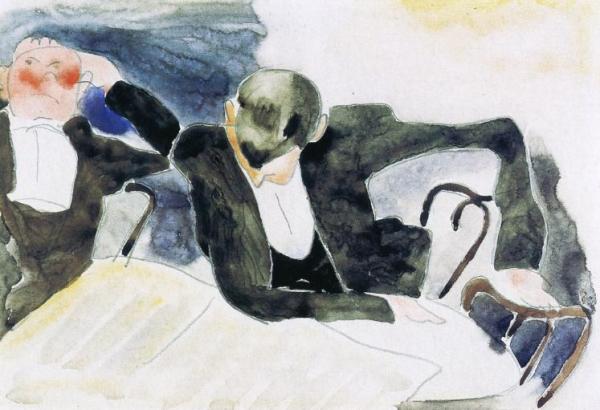 Waiters At The Brevoort by Charles Demuth