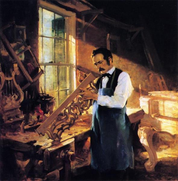 Henry Engelhard Steinway At His Workbench by Charles E. Chambers