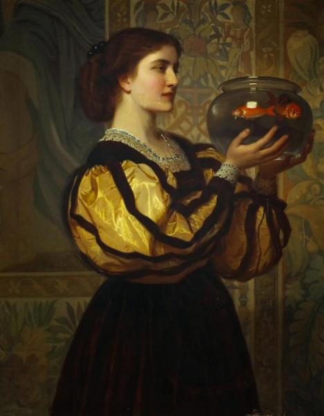 The Goldfish Bowl by Charles Edward Perugini Oil Painting Reproductions
