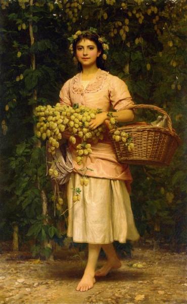 The Hop Picker by Charles Edward Perugini Oil Painting Reproductions