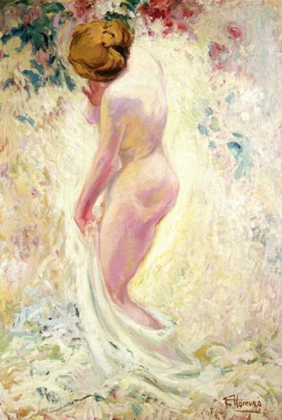 Nu Au Bain by Charles-emile Hornung