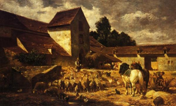 A Farmyard by Charles-Émile Jacque