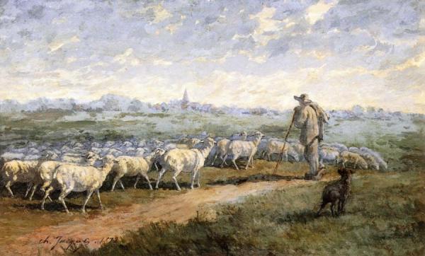 Landscape With A Flock Of Sheep by Charles-Émile Jacque