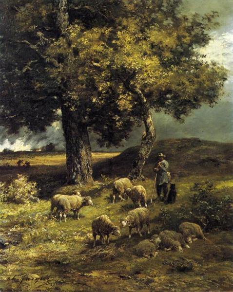 Tending The Flock by Charles-Émile Jacque