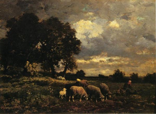 Tending The Flock by Charles-Émile Jacque Oil Painting Reproductions