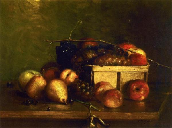 Still Life With Fruit And Basket by Charles Ethan Porter