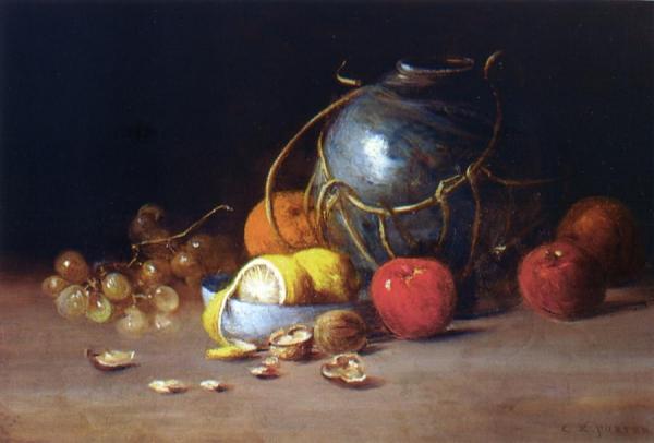 Still Life With Ginger Jar, Fruit And Nuts by Charles Ethan Porter