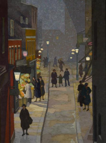 Flask Walk, Hampstead, At Night by Charles Ginner