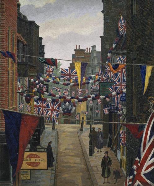 Charles Ginner Flask Walk, Hampstead, On Coronation Day