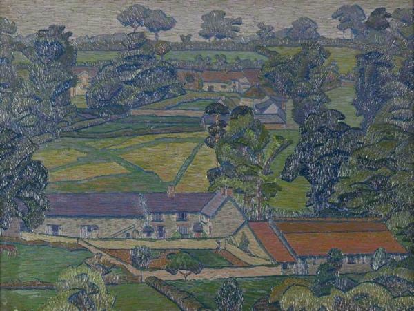Landscape With Farmhouses by Charles Ginner
