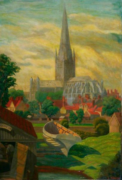 Norwich Cathedral From Pull's Ferry, Norfolk by Charles Ginner Oil Painting Reproductions