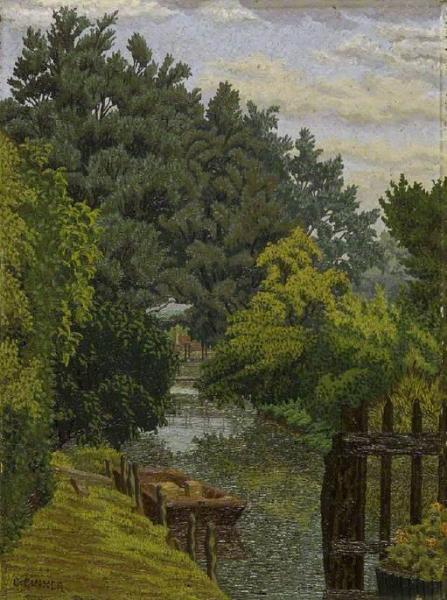 The Punt In The Mill Stream by Charles Ginner