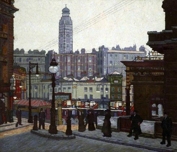 Victoria Station, London, The Sunlit Square by Charles Ginner Oil Painting Reproductions