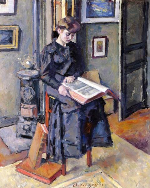 Girl Reading A Book by Charles Guérin