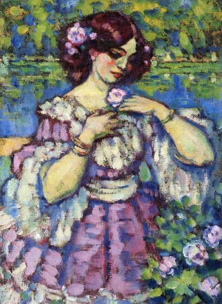 Lady With A Rose by Charles Guérin