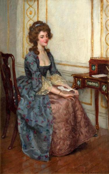 Elegant Lady Day-dreaming by Charles Haigh Wood Oil Painting Reproductions