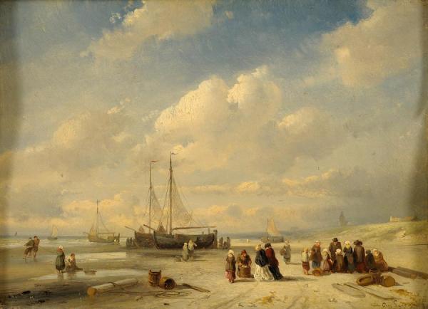 Beach Scene by Charles Henri Joseph Leickert