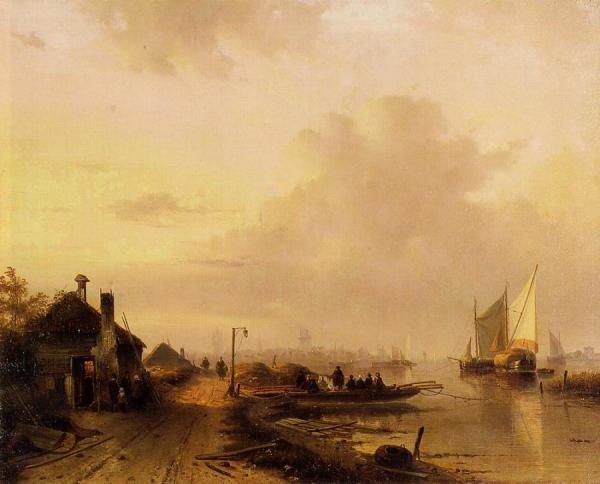 The Ferry by Charles Henri Joseph Leickert