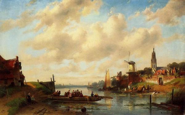 The Ferry by Charles Henri Joseph Leickert