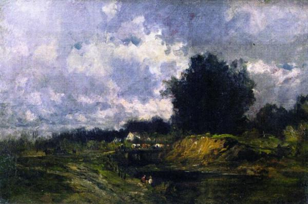 Cattle Crossing A Bridge by Charles Henry Miller Oil Painting Reproductions