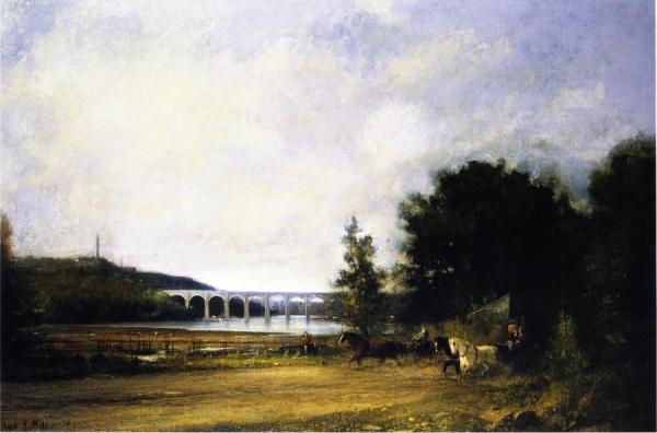 Highbridge From Harlem Line In 1873 by Charles Henry Miller