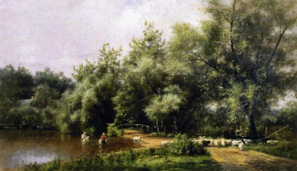 Sheep Washing On Long Island by Charles Henry Miller