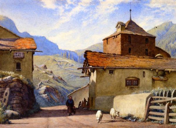 Street Near Simplon Village by Charles Herbert Moore Oil Painting Reproductions