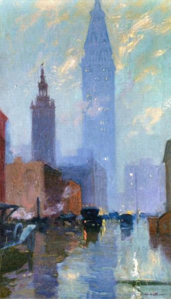 Charles Hoffbauer Rainy Night In The City