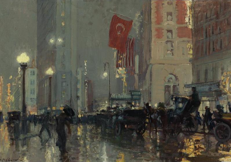 Times Square At Night by Charles Hoffbauer